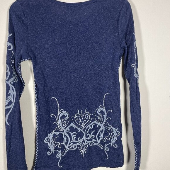 Jacqueline B Clothing Women's LS Embroidered Navy Wool Blend Top Large - Picture 1 of 6